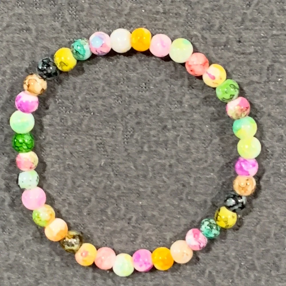 Handmade Beaded Bracelet Set Women OS Multicolor Boho Stretch Stackable Glass